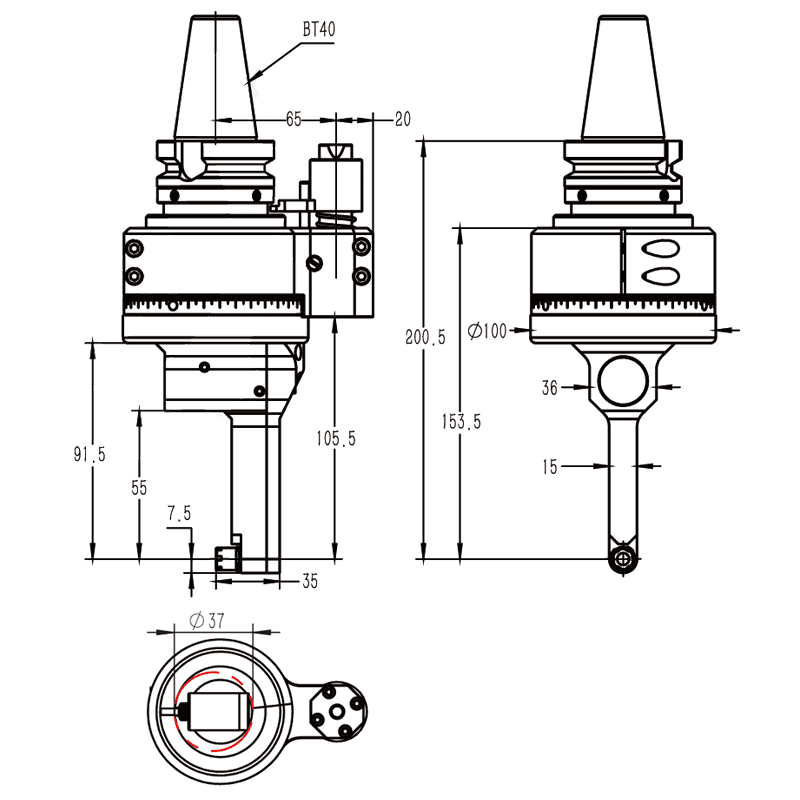 Изображение товара - Головка угловая DK90-BT40-DC5M-50