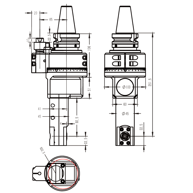 Изображение товара - Головка угловая DK90-BT40-DC8-D45
