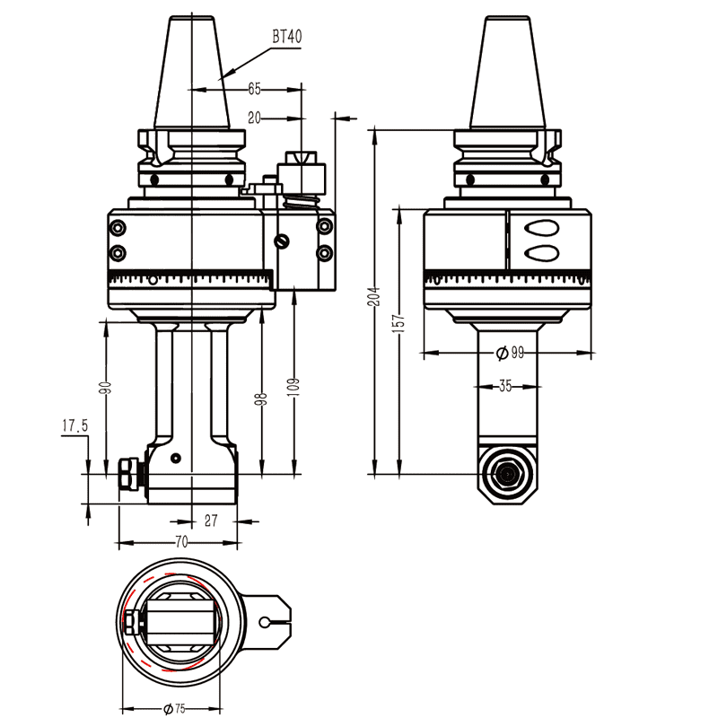 Изображение товара - Головка угловая DK90-BT40-ER11-90