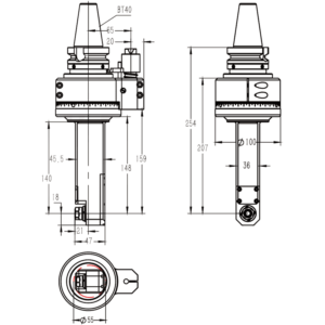 Изображение товара - Головка угловая DK90-BT40-ER11M-140