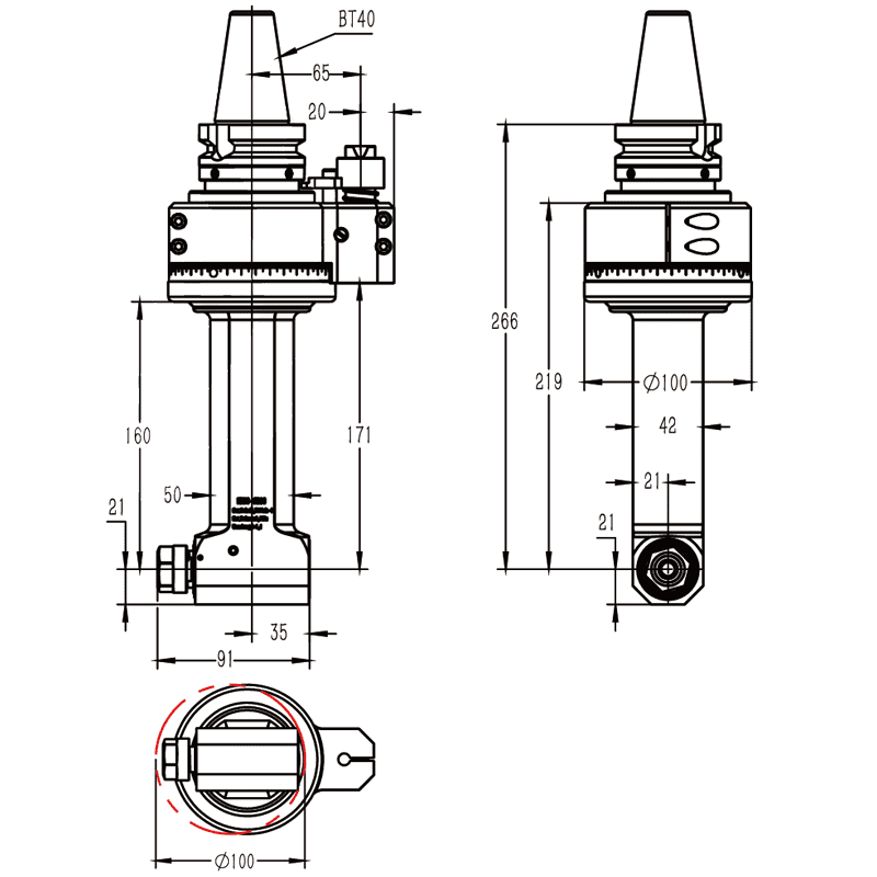Изображение товара - Головка угловая DK90-BT40-ER16-160