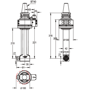 Изображение товара - Головка угловая DK90-BT40-ER16-210