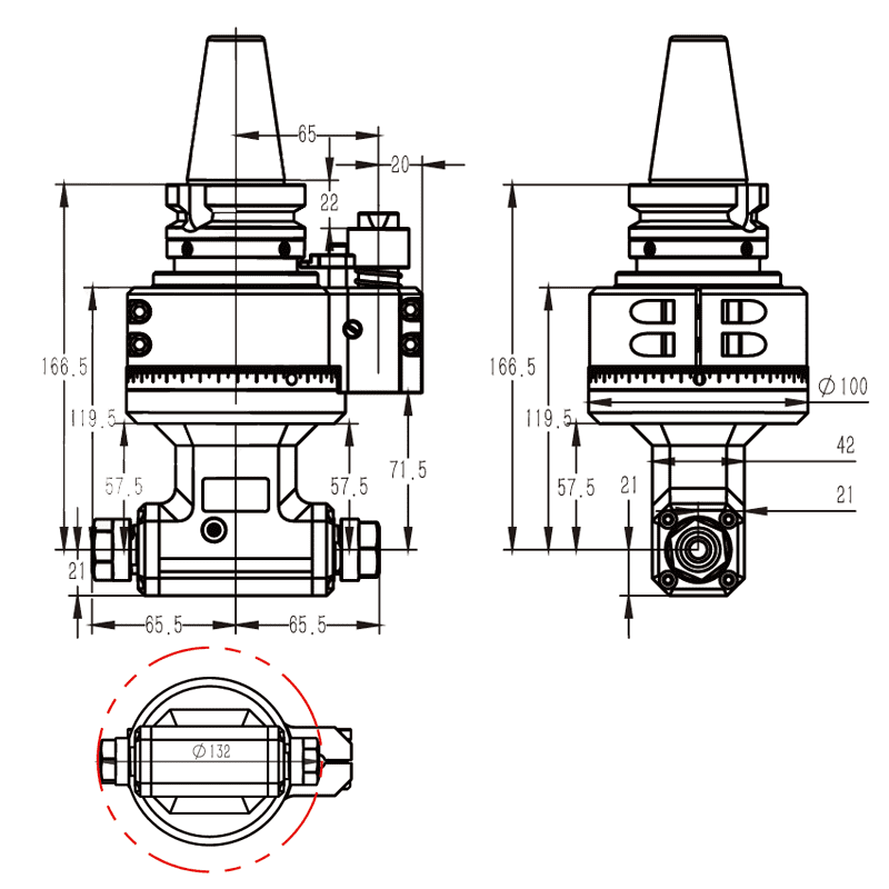 Изображение товара - Головка угловая двусторонняя DK90-BT40-ER16-2X-SK