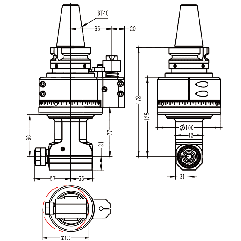 Изображение товара - Головка угловая DK90-BT40-ER16-66