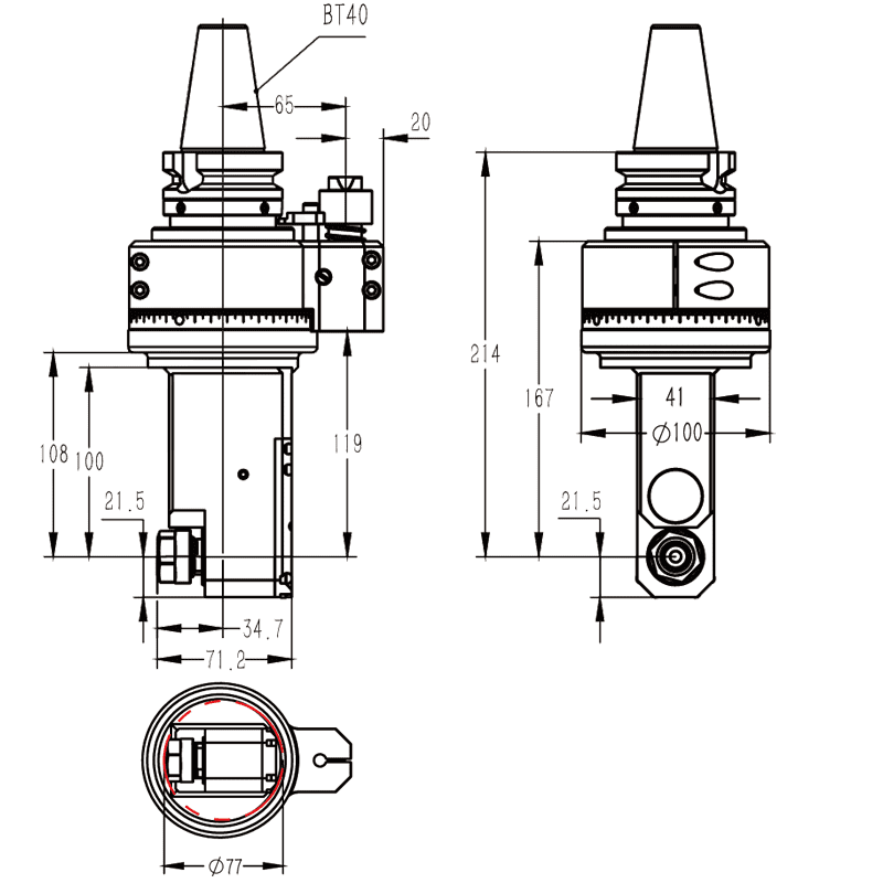 Изображение товара - Головка угловая DK90-BT40-ER16M-100