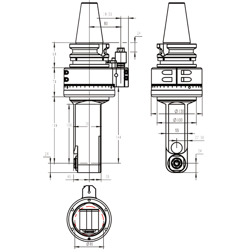 Изображение товара - Головка угловая DK90-BT40-ER20M-100