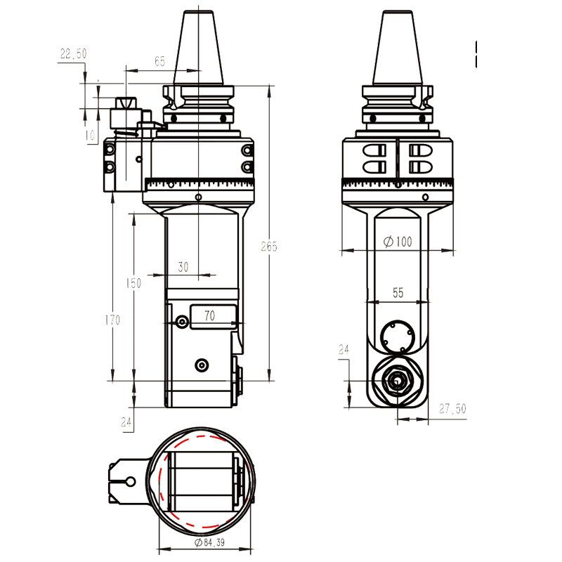 Изображение товара - Головка угловая DK90-BT40-ER20M-150
