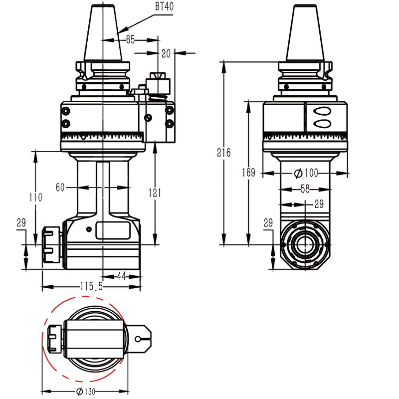 Изображение товара - Головка угловая DK90-BT40-ER25-110