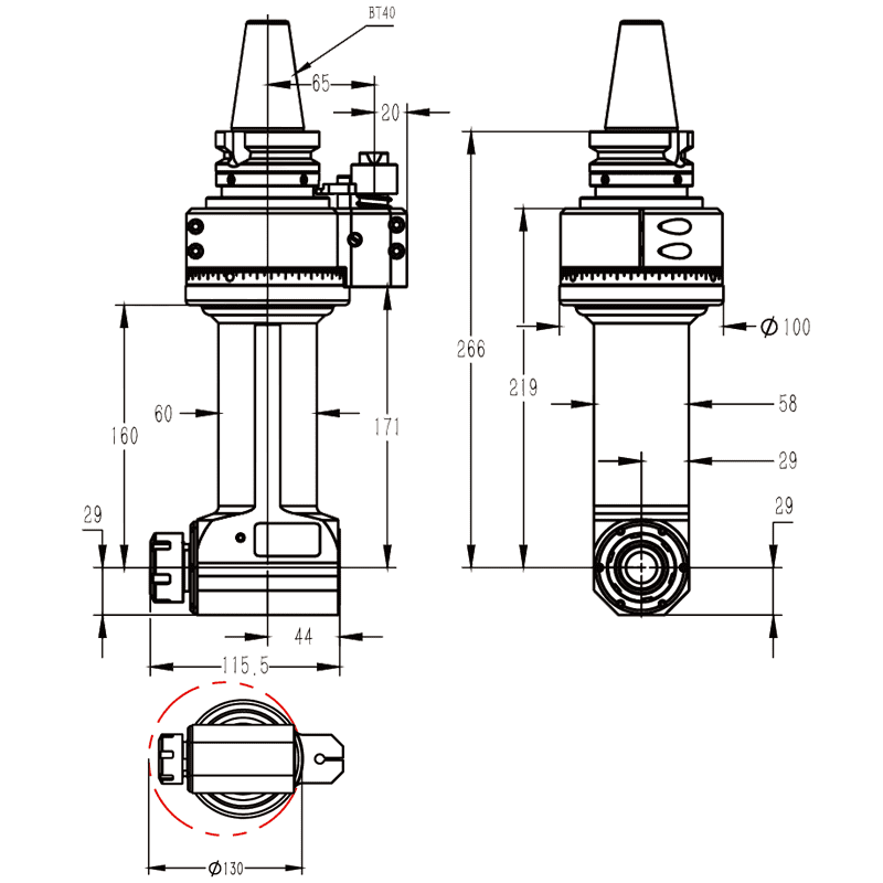Изображение товара - Головка угловая DK90-BT40-ER25-160
