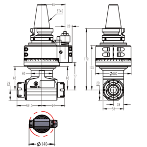 Изображение товара - Головка угловая двусторонняя DK90-BT40-ER25-2X