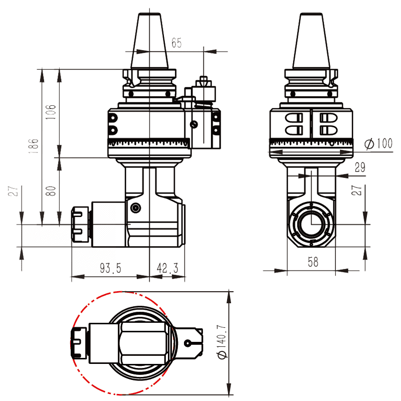 Изображение товара - Головка угловая DK90-BT40-ER25L