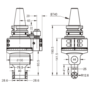 Изображение товара - Головка угловая двусторонняя DK90-BT50-FMB22M