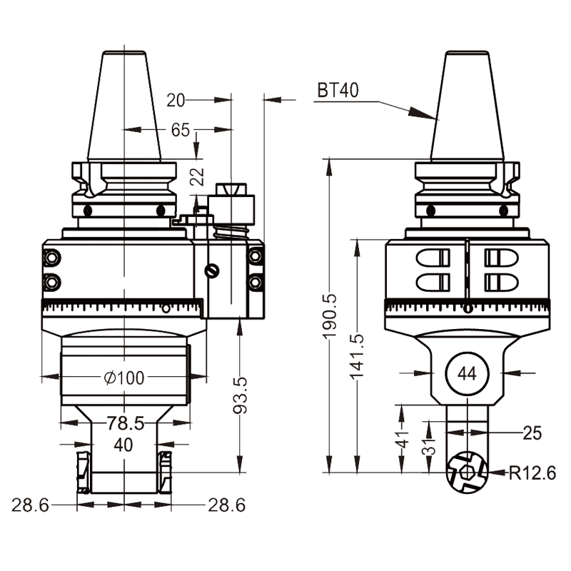 Изображение товара - Головка угловая двусторонняя DK90-BT50-FMB22M
