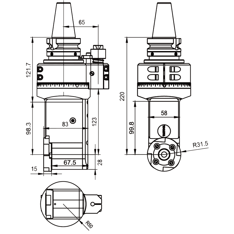 Изображение товара - Головка угловая DK90-BT40-FMB22M-F63