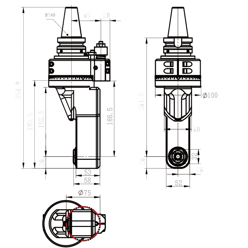 Изображение товара - Головка угловая DK90-BT40-PER13