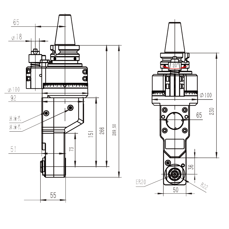 Изображение товара - Головка угловая DK90-BT40-PER20