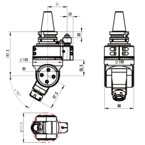 Изображение товара - Головка угловая поворотная DK90-BT40-YW16