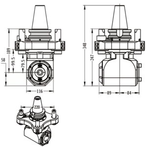 Изображение товара - Головка угловая двусторонняя DK90-BT50-BT40-4X90