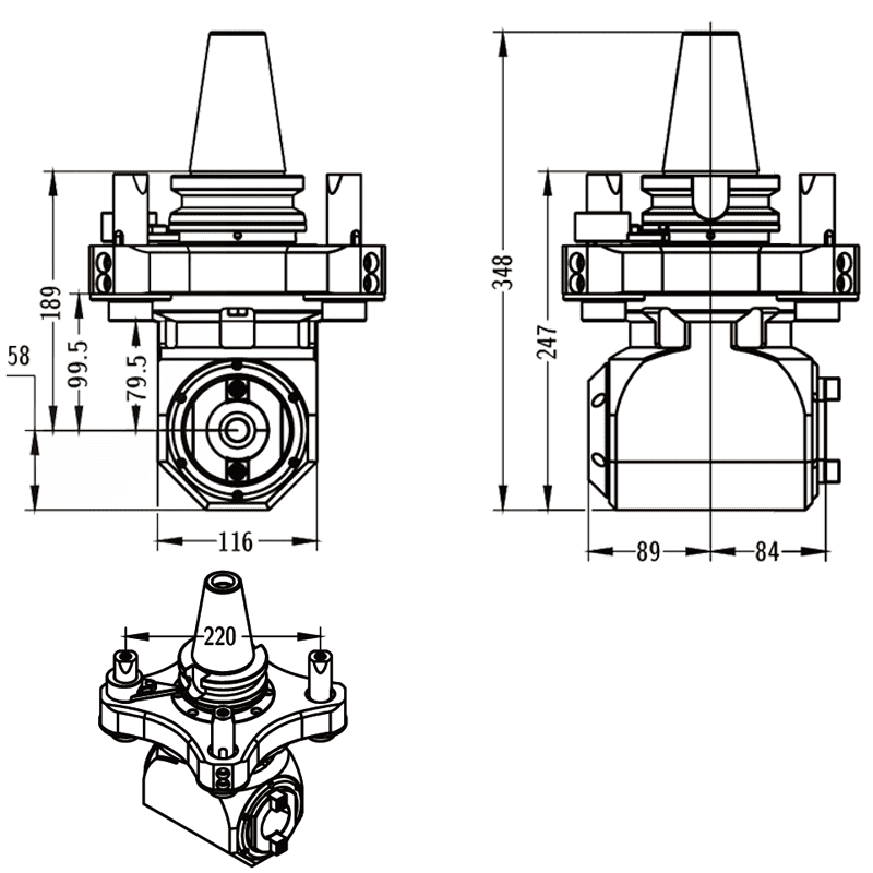 Изображение товара - Головка угловая двусторонняя DK90-BT50-BT40-4X90