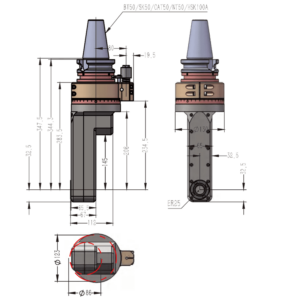 Изображение товара - Головка угловая DK90-BT50-DC16-145-CAT