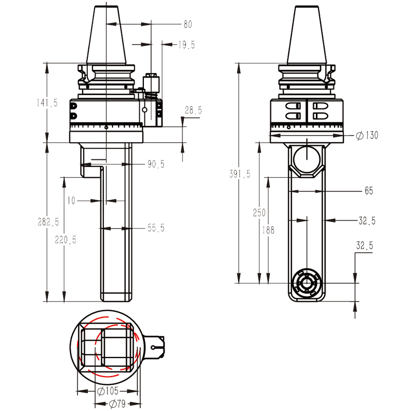 Изображение товара - Головка угловая DK90-BT50-DC16-185-CAT