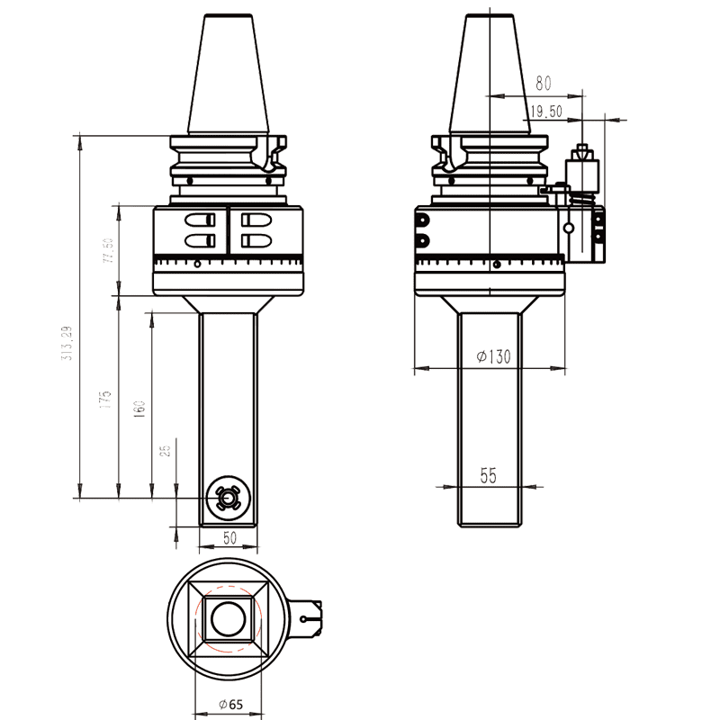 Изображение товара - Головка угловая DK90-BT50-DC8-160