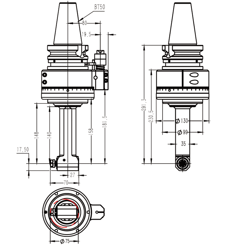 Изображение товара - Головка угловая DK90-BT50-ER11-140