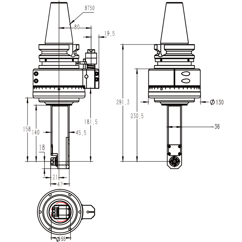 Изображение товара - Головка угловая DK90-BT50-ER11M-140