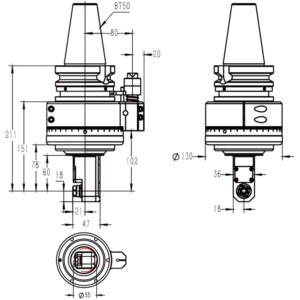 Изображение товара - Головка угловая DK90-BT50-ER11M-60