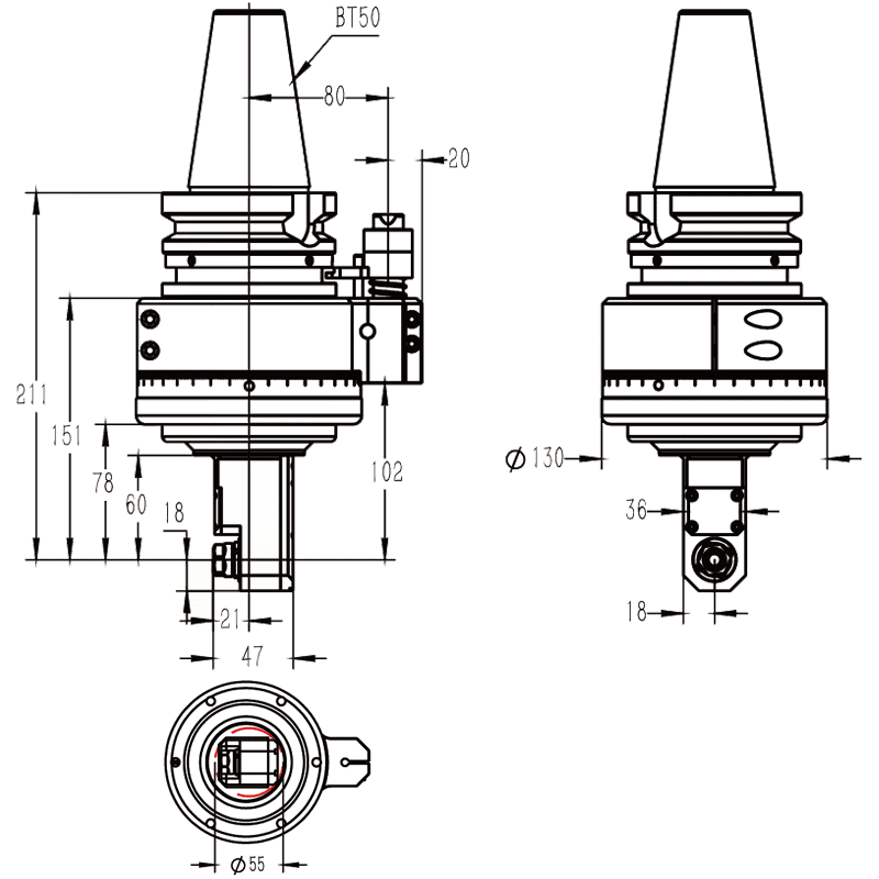Изображение товара - Головка угловая DK90-BT50-ER11M-60