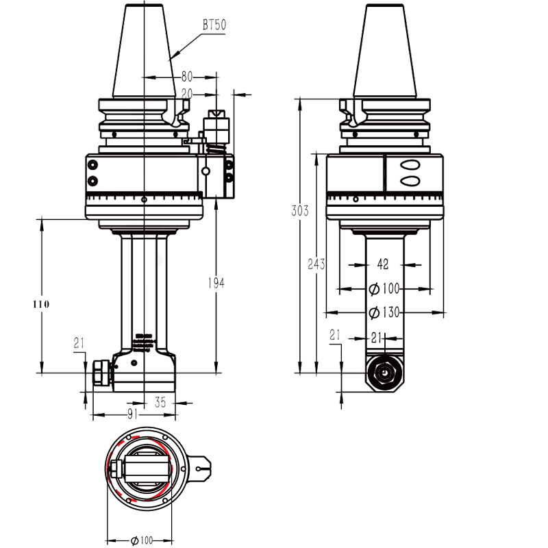 Изображение товара - Головка угловая DK90-BT50-ER16-110