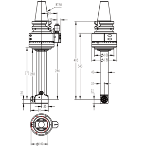 Изображение товара - Головка угловая DK90-BT50-ER16-260