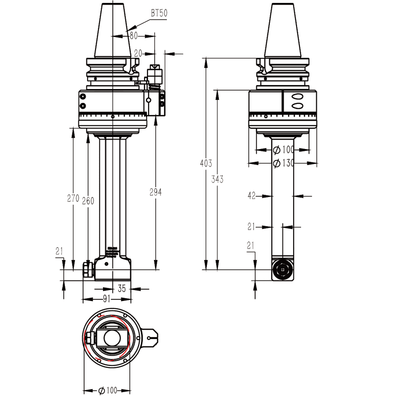 Изображение товара - Головка угловая DK90-BT50-ER16-260