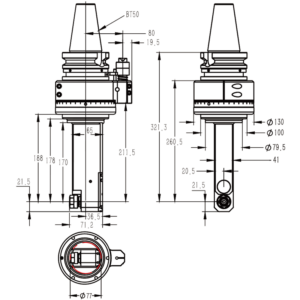 Изображение товара - Головка угловая DK90-BT50-ER16M-170
