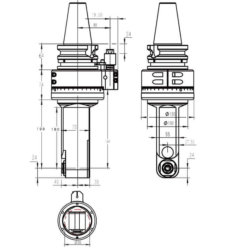 Изображение товара - Головка угловая DK90-BT50-ER20M-180