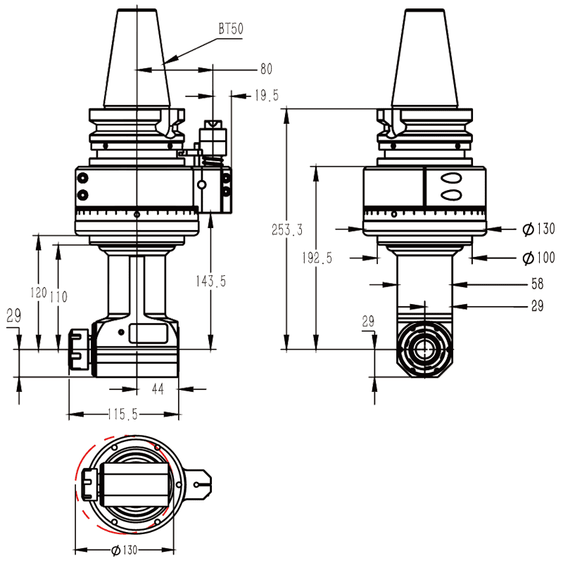 Изображение товара - Головка угловая DK90-BT50-ER25-110