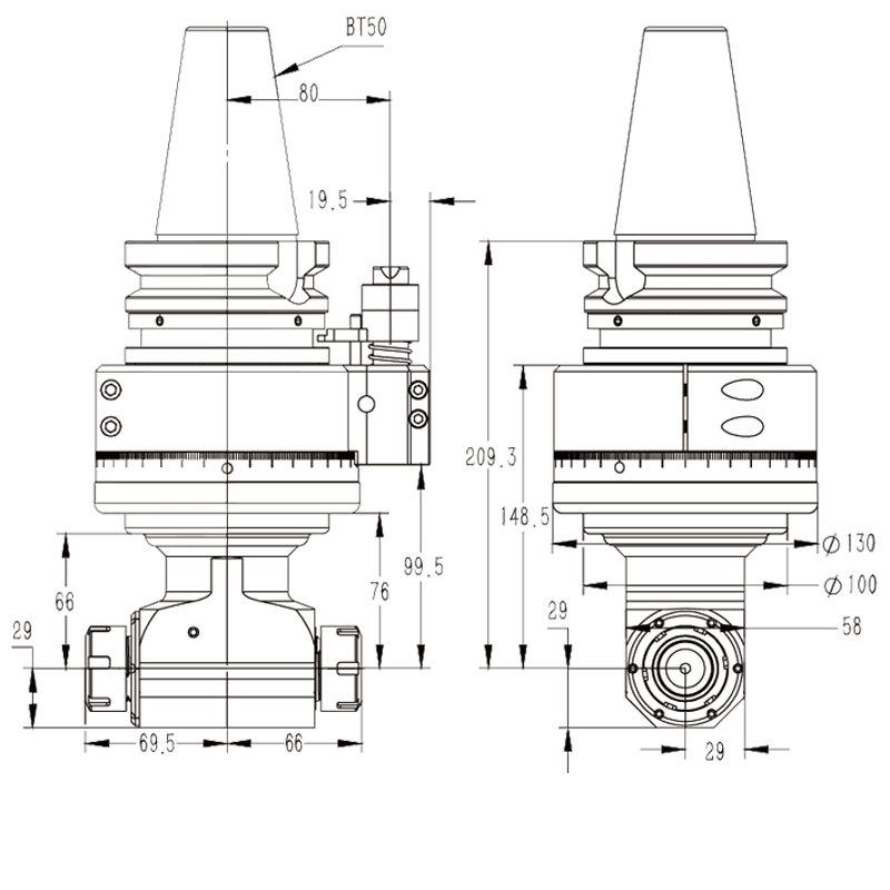 Изображение товара - Головка угловая двусторонняя DK90-BT50-ER25-2X