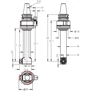 Изображение товара - Головка угловая DK90-BT50-ER25-300