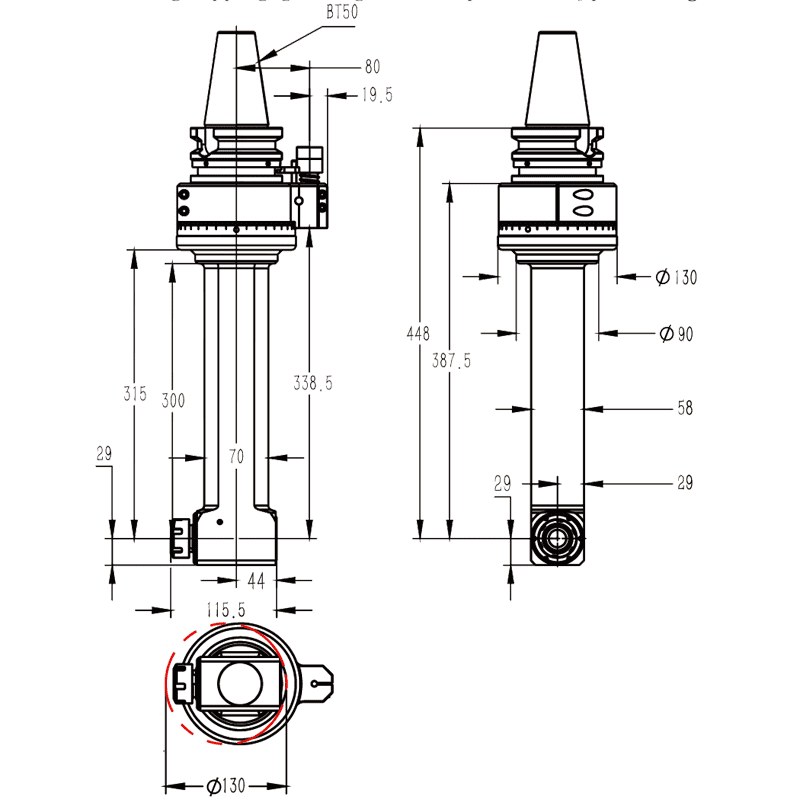 Изображение товара - Головка угловая DK90-BT50-ER25-300