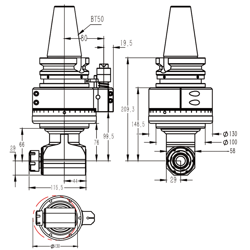 Изображение товара - Головка угловая DK90-BT50-ER25-66