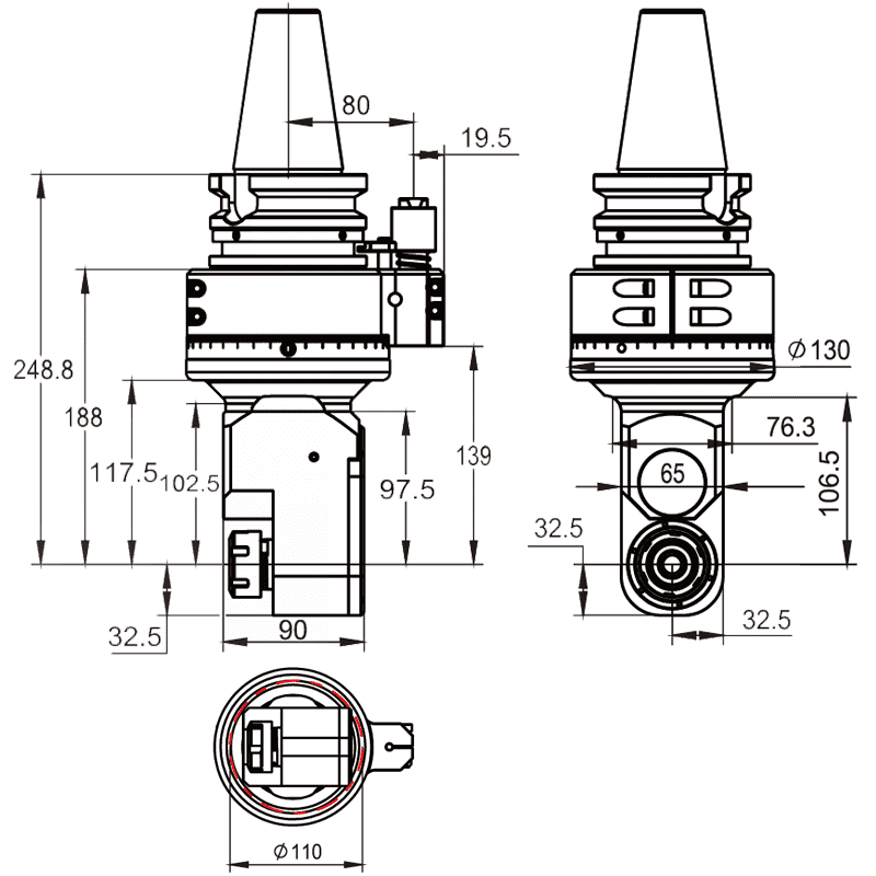 Изображение товара - Головка угловая DK90-BT50-ER25M-100