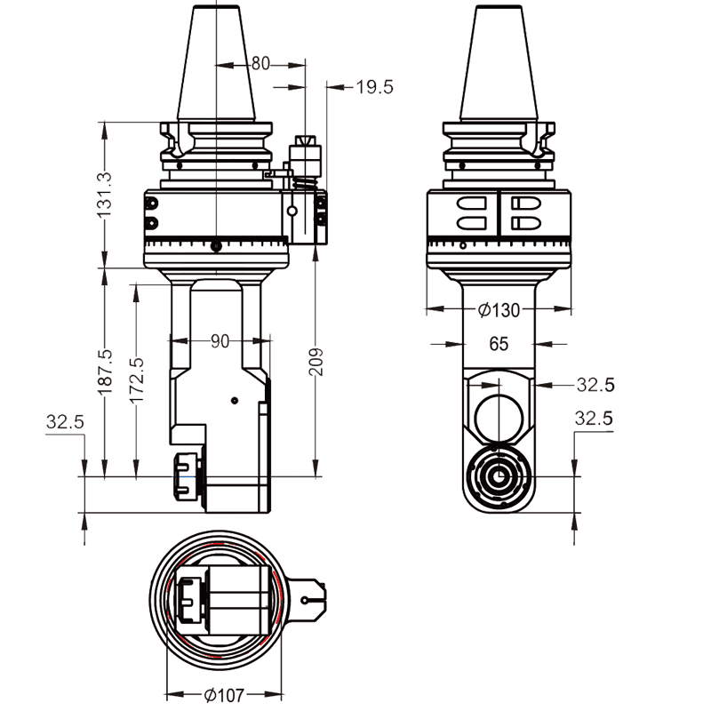 Изображение товара - Головка угловая DK90-BT50-ER25M-170