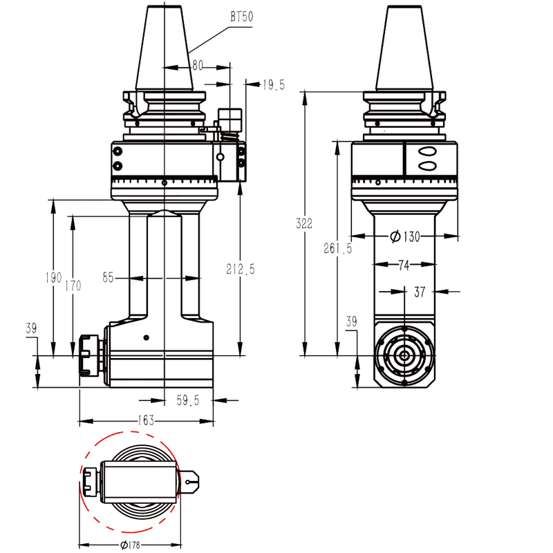 Изображение товара - Головка угловая DK90-BT50-ER32-190JQ