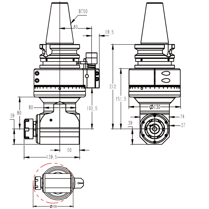 Изображение товара - Головка угловая DK90-BT50-ER32-80
