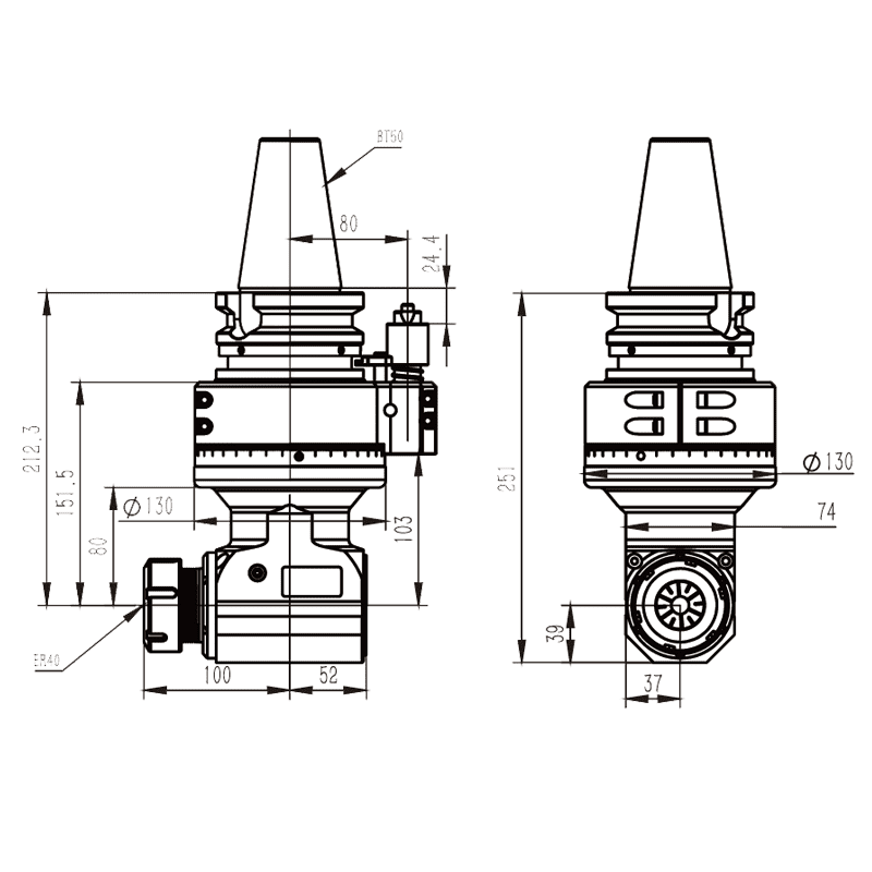 Изображение товара - Головка угловая DK90-BT50-ER40-80