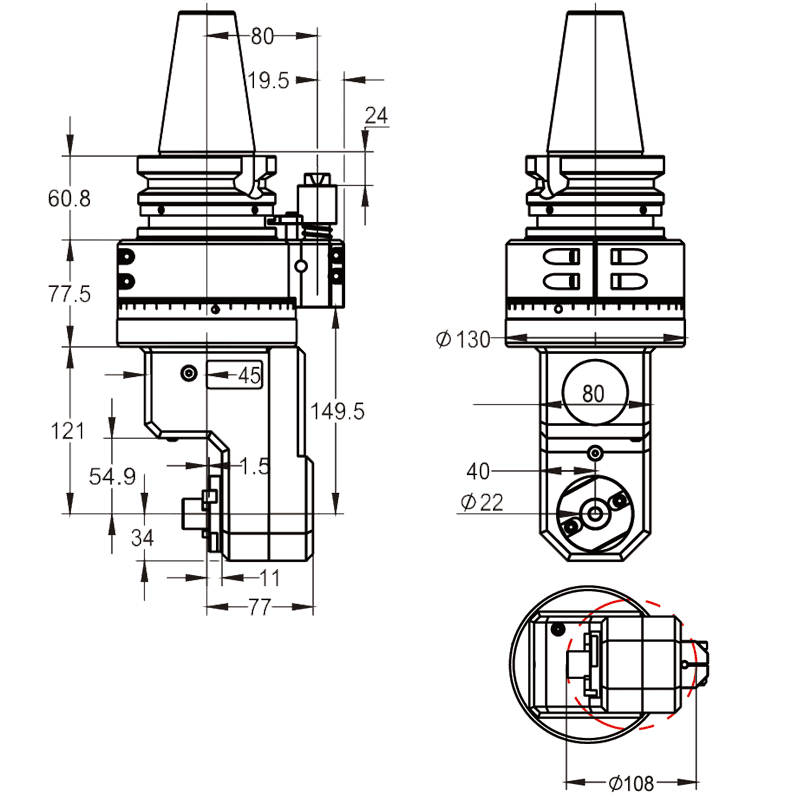 Изображение товара - Головка угловая DK90-BT50-FMB22M