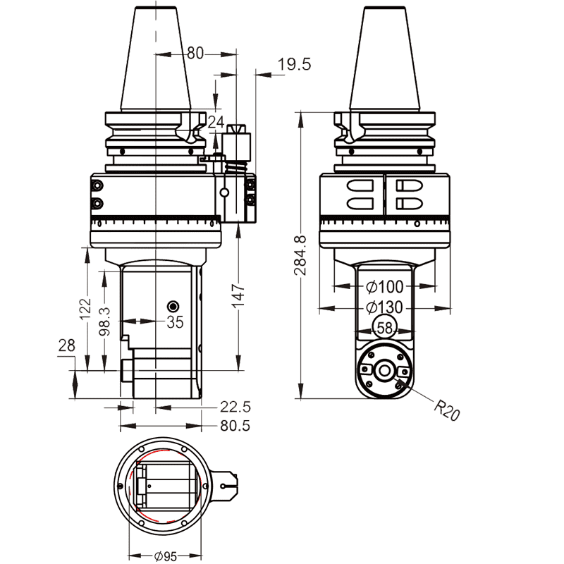 Изображение товара - Головка угловая DK90-BT50-FMB22M-F63
