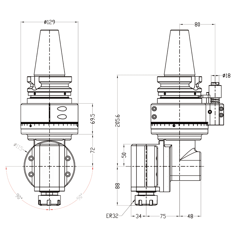 Изображение товара - Головка угловая поворотная DK90-BT50-WXER32