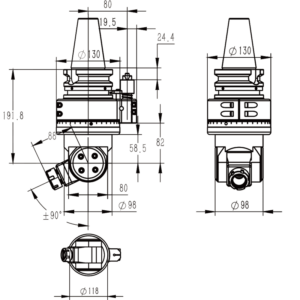Изображение товара - Головка угловая поворотная DK90-BT50-YW16