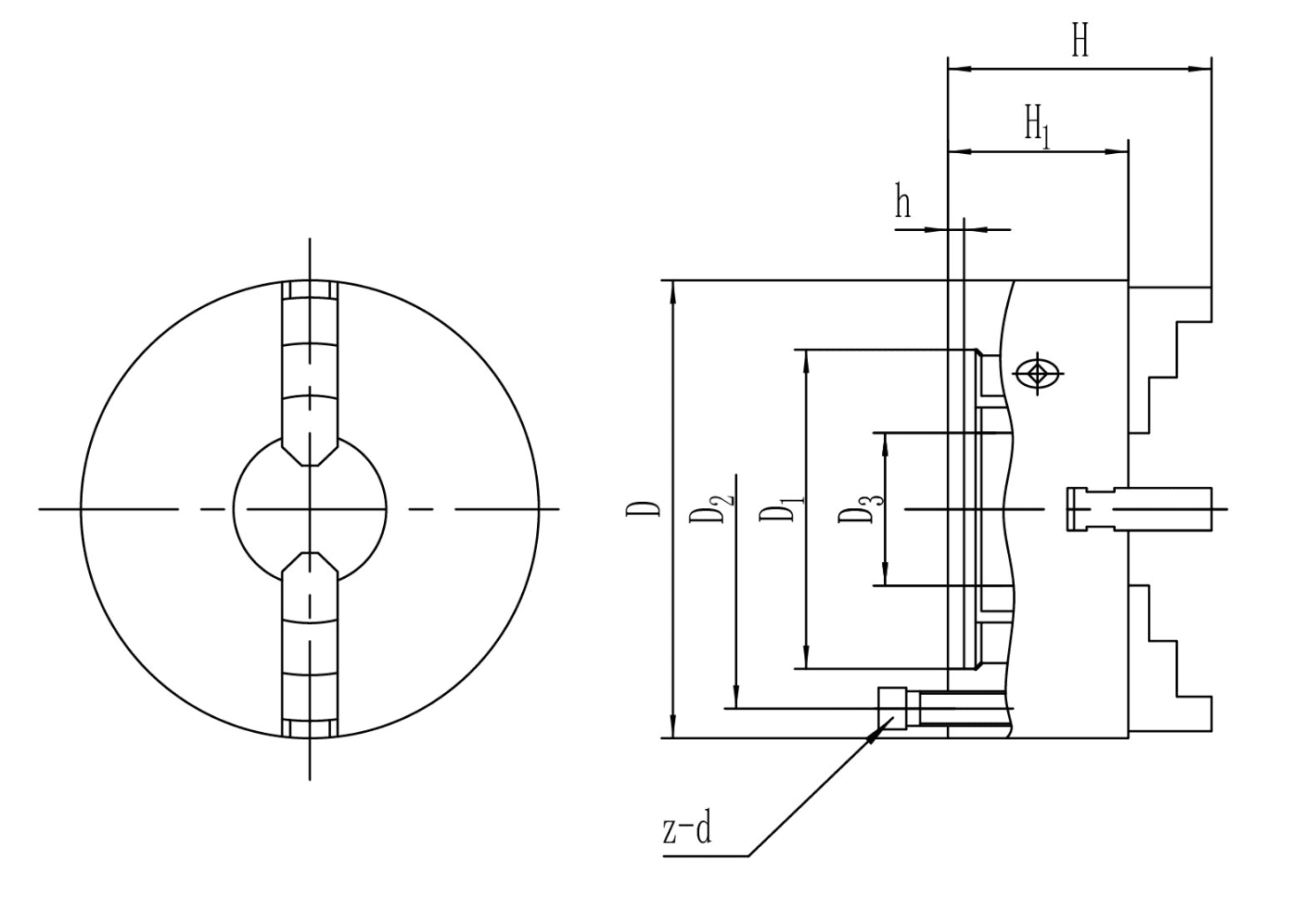 Изображение товара - K10 380, Патрон 2-х кул., лит. чугун, цельные кулачки, шаг 11